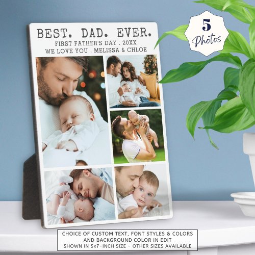 First Fathers Day BEST DAD EVER Photo Collage Plaque