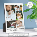 First Fathers Day BEST DAD EVER Photo Collage Plaque<br><div class="desc">Create a commemorative photo collage of five photos with an editable title (sample is BEST. DAD. EVER.) and a second line of text for your personal message (the sample suggests FIRST FATHER'S DAY) in a charcoal gray classic type. PHOTO TIP: Choose photos with the subject in the middle and/or pre-crop...</div>