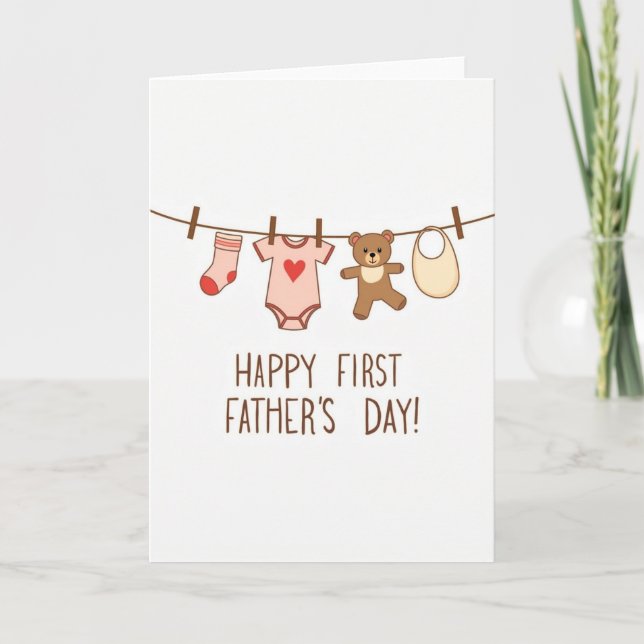 First Fathers Day Bib Bear Card (Front)