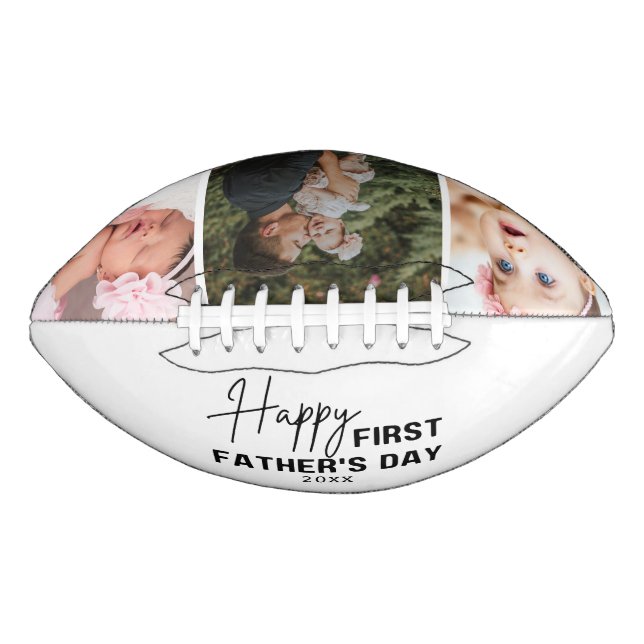 First Father's Day Black And White 3 Photo   Football (Front)