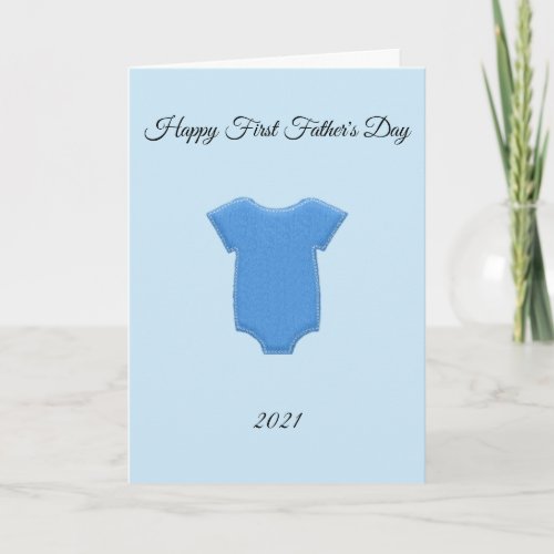 First Fathers Day blue onsie bodysuit Card