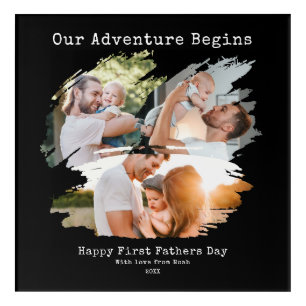 First Fathers Day Brush Stroke 3 Photo Collage Acrylic Print