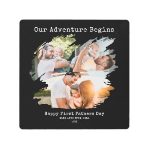 First Fathers Day Brush Stroke 3 Photo Collage Metal Print