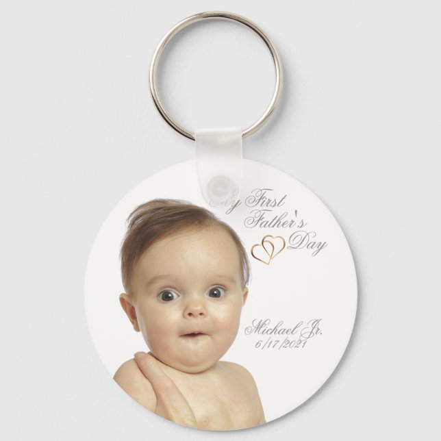 First Fathers Day Button Keychain – Customize It! (Front)