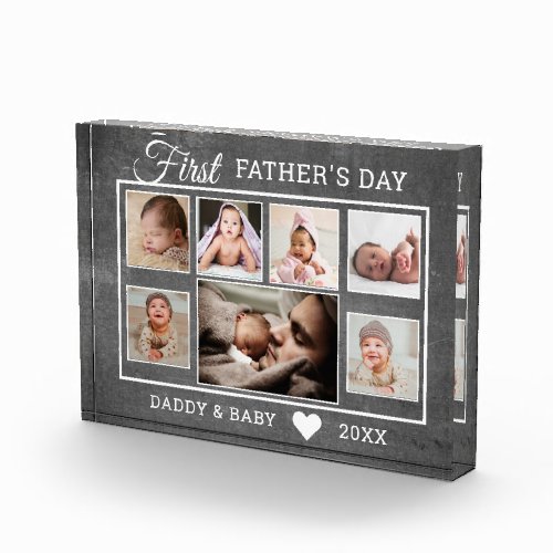 First Fathers Day Chalkboard 7 Photo Collage 