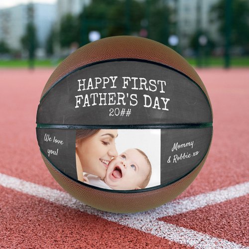 First Fathers Day Chalkboard Custom Photo Basketball