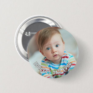 First Fathers Day Coolest Dad Ever Baby Photo Cool Button