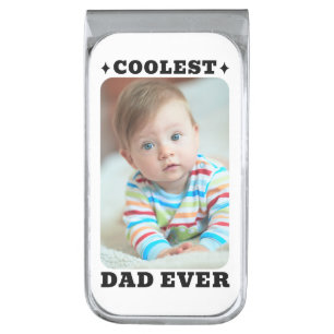 First Fathers Day Coolest Dad Ever Baby Photo Cool Silver Finish Money Clip