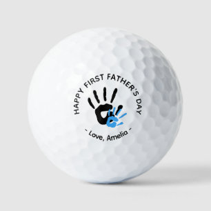 First Father's Day – Custom Baby & Dad Handprint Golf Balls