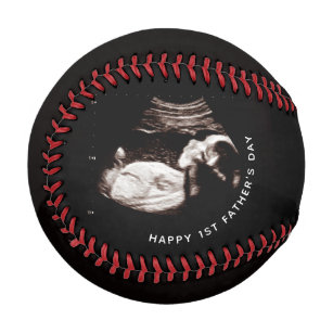 First Father's Day Custom Baby Sonogram Photo Baseball
