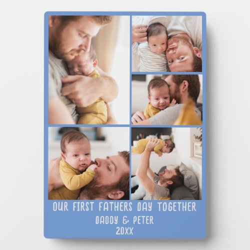 First Fathers day custom gift photo collage Plaque