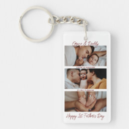 First Father&#39;s Day Custom Photo Collage New Daddy Keychain