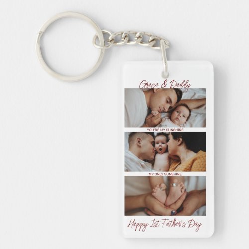 First Fathers Day Custom Photo Collage New Daddy Keychain
