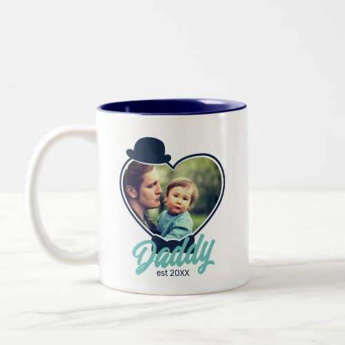 First Fathers Day Custom Photo Cool Hipster Dad Two_Tone Coffee Mug