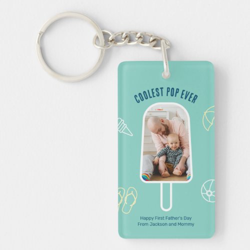 First Fathers Day Custom Photo Funny Cool Dad Keychain