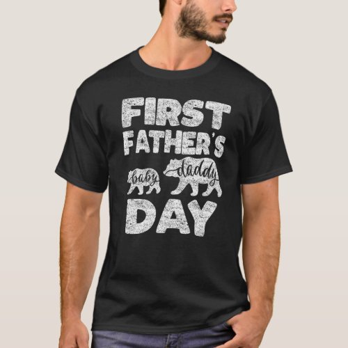 First Fathers day Dad And baby bear Cute Gift for T_Shirt