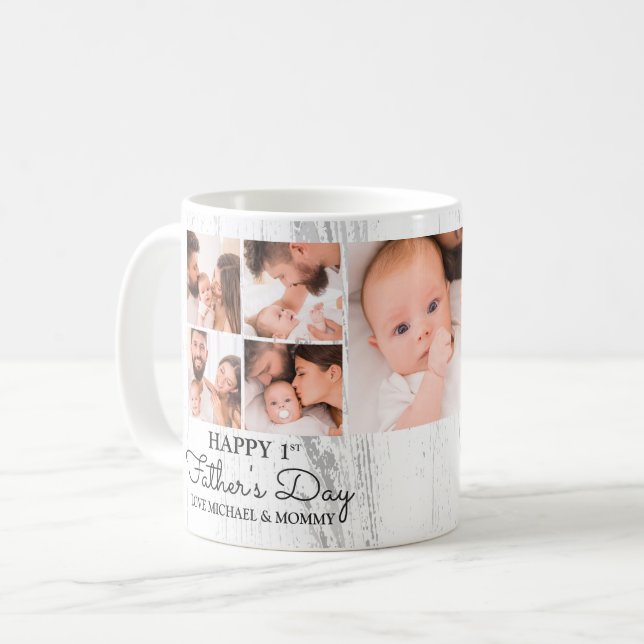 First Fathers Day Dad Baby Photo Collage Coffee Mug (Front Left)