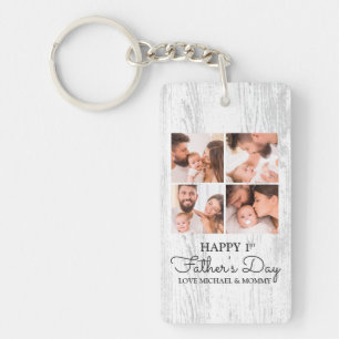 First Fathers Day Dad Baby Photo Collage Keychain