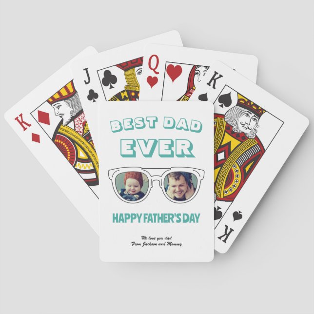 First Father's Day Dad Custom Photo Cool Summer Poker Cards (Back)
