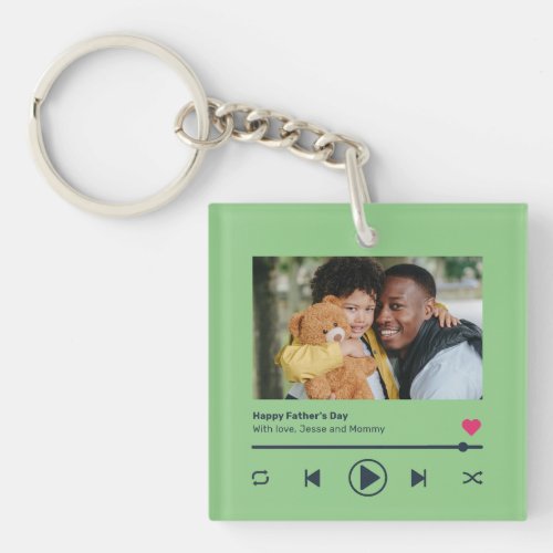 First Fathers Day Dad Custom Photo Music Player Keychain