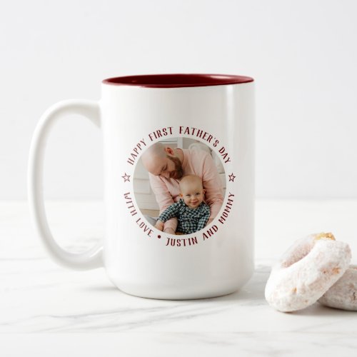 First Fathers Day Dad Daughter Son Upload Photo Two_Tone Coffee Mug
