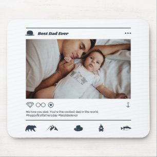 First Father's Day Dad Instagram Post Custom Photo Mouse Pad