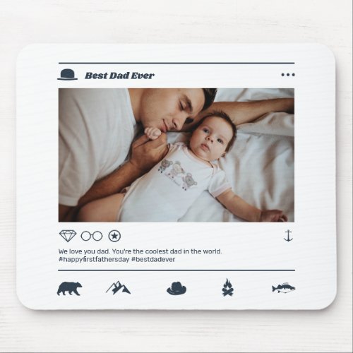 First Fathers Day Dad Instagram Post Custom Photo Mouse Pad