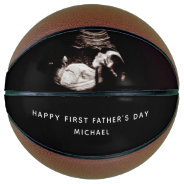 First Father's Day Dad Name Baby Sonogram Photo Basketball at Zazzle