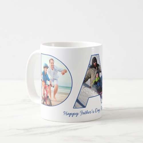 First Fathers Day DAD Photo Cutout Letters Coffee Mug