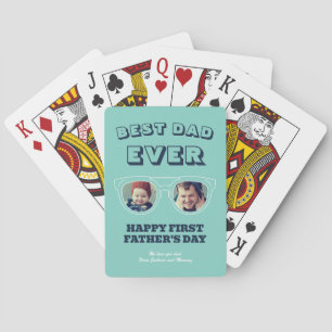 First Father's Day Dad Son Daughter Custom Photo Poker Cards