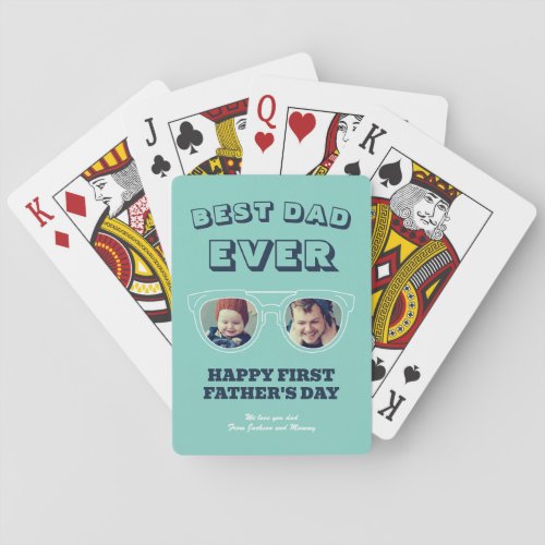 First Fathers Day Dad Son Daughter Custom Photo Poker Cards