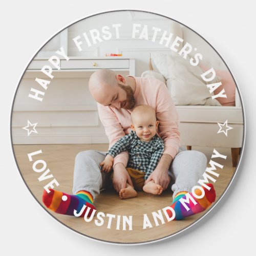 First Fathers Day Dad Son Daughter Custom Photo Wireless Charger