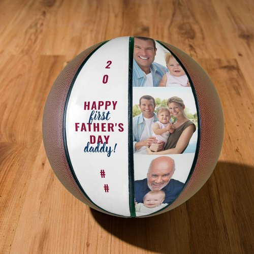 First Fathers Day Daddy Red Blue 3 Photo  Basketball