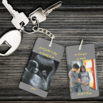 First Father's Day Daddy to Be Grey 2 Photo Keychain
