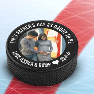 First Father's Day Daddy to Be Personalized Photo Hockey Puck