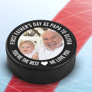 First Father's Day Daddy to Be Sonogram Photo Hock Hockey Puck