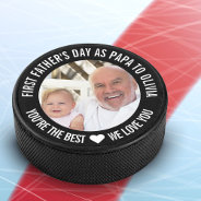 First Father's Day Daddy To Be Sonogram Photo Hock Hockey Puck at Zazzle