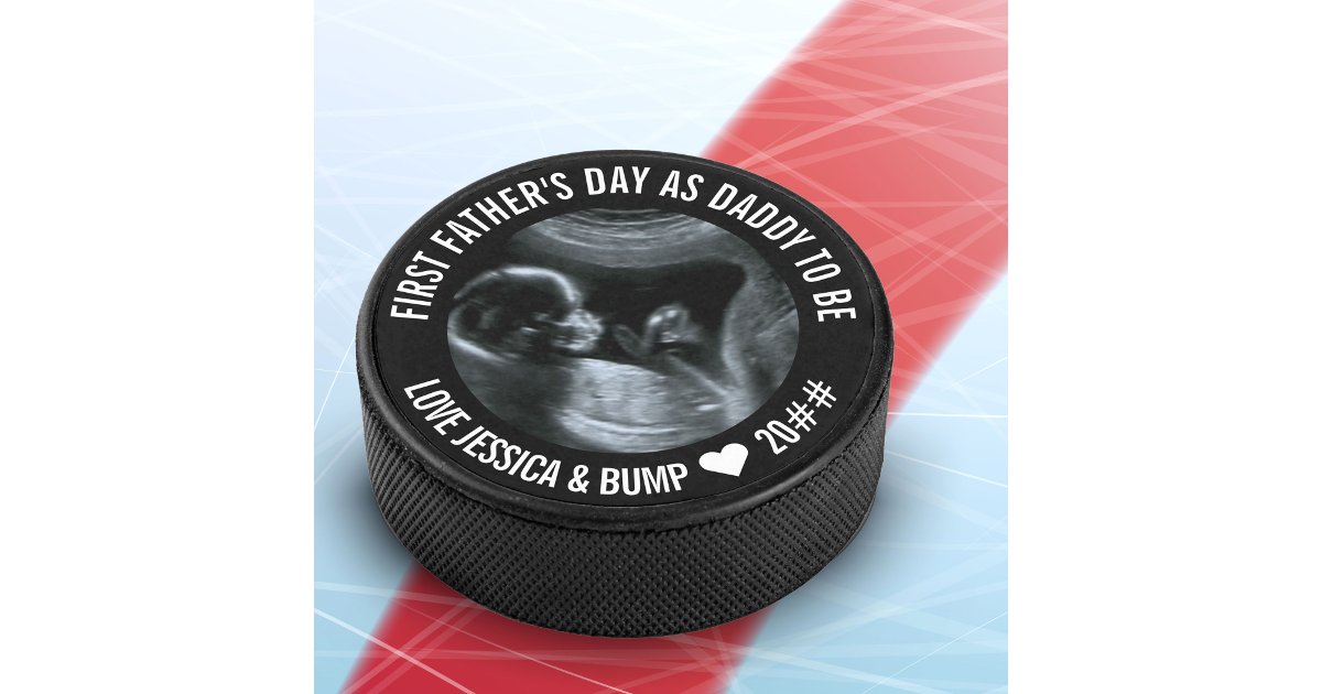 First Father's Day Daddy to Be Sonogram Photo Hock Hockey Puck