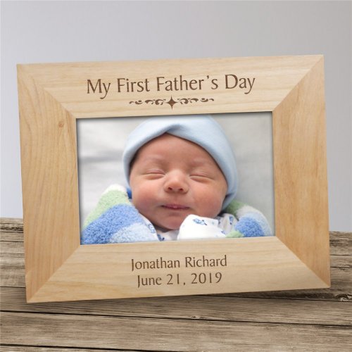 First Fathers Day Engraved Wooden Picture Frame