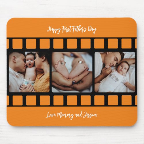 First Fathers Day Film Strip Photo Grid New Dad Mouse Pad
