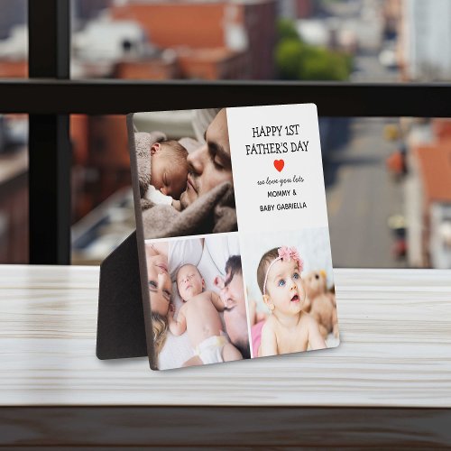 First Fathers Day Gift  Cute Photo Collage  Plaque