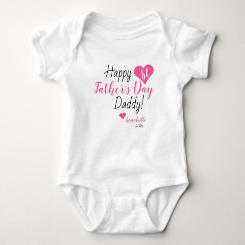 First Fathers Day Gift Pink Baby Girl Daughter Baby Bodysuit