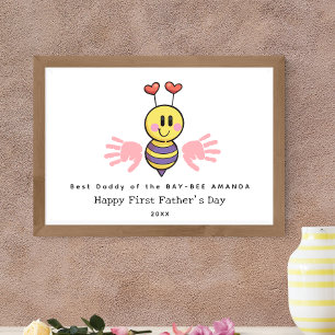 First Father's Day Handprint flower Art Poster