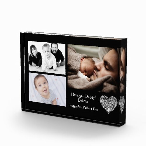 First Fathers Day Love You Daddy Modern Simple Photo Block