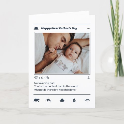 First Fathers Day Modern Dad Instagram Post Photo Holiday Card