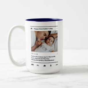 First Father's Day Modern Dad Instagram Post Photo Two-Tone Coffee Mug