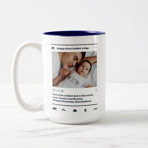 First Fathers Day Modern Dad Instagram Post Photo Two_Tone Coffee Mug