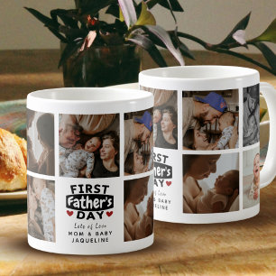 First Father's Day Modern Photo Collage Keepsake Coffee Mug