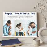 First Father's Day Name 3 Photo White Canvas Print<br><div class="desc">Create your own First Father's Day photo canvas using 3 of your favorite photos with your new baby. The template is set up for you to edit any or all of the wording which currently reads "happy first father's day .. you're a wonderful man and an amazing dad .. we...</div>
