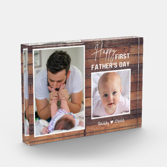 First Father's Day New Dad 2 Photo Pallet Wood   P Block (Left)